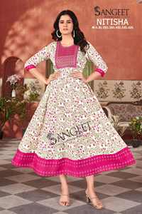 Magnifique robe Anarkali pour femmes, Kurtis en rayonne, robe Anarkali indienne, tenue de bureau, robe de soirée par Maruti Fashion - Product Image 2