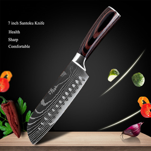 Vente directe d'usine de haute qualité personnalisable en gros ODM OEM pointu 5 pièces Laser Damas ensemble de couteaux de cuisine en acier inoxydable - Product Image 4
