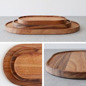 PromotionPlateaux de service en bois d'acacia Lot de 3 assiettes rectangulaires ovales et rondes en bois pour pain au fromage charcuterie - Product Image 6