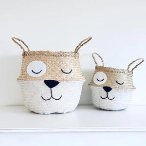 Canasta de algas marinas de la mejor opción para almacenamiento de dormitorio de niños, diseño adorable, cestas de hierba marina para el vientre - Product Image 5