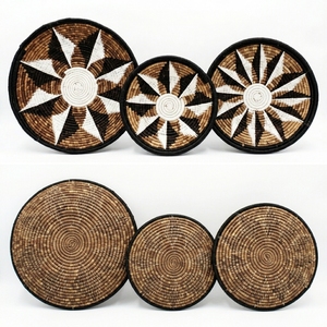 Juego de Cestas de Macramé de Corteza de Plátano Natural, Decoración de Pared, Bandeja Redonda Plana con Diseño de Rayos de Sol y Estrellas, Frutero, Arte Puro para Decoración de Habitaciones - Product Image 2