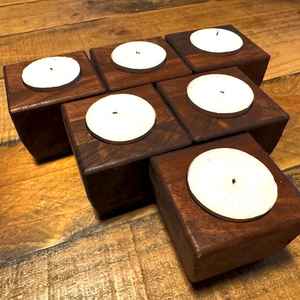 Bougeoirs en bois artisanaux indiens pour décoration intérieure luxueuse - Product Image 5