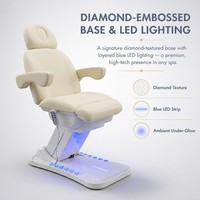 Fauteuil de traitement électrique blanc crème avec base lumineuse LED réglable, télécommande et repose-tête – Équipement de spa moderne