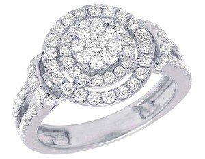 Double Halo Round Cut Moissanite Cluster Diamond <b>Ring</b> In Elegant S925 Sterling Silver <b>Iced</b> Out Luxury Women's Jewelry - Product Image 1