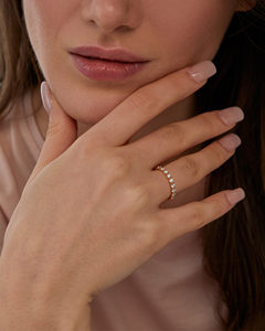 Chất Lượng Cao Quà Tặng Kỷ Niệm Trong 14K Vàng Vàng Nổi Kim Cương Nửa Eternity Ban Nhạc Nhẫn Kim Cương Tự Nhiên Ngón Tay Nhẫn Phụ Nữ - Product Image 2