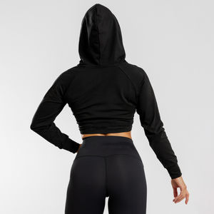 Hauts à capuche en coton de haute qualité pour femmes 2026, respirants, avec logo et design personnalisés, hauts à capuche courts personnalisés pour femmes - Product Image 6