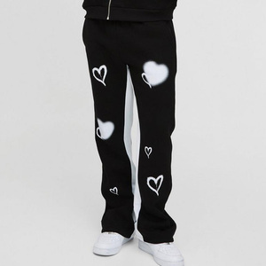 Pantalon de survêtement à capuche Ensemble de jogging Pantalon cargo Survêtement surdimensionné Boxy All Over Heart Imprimé Zip Through Survêtement à capuche pour homme - Product Image 4