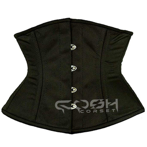 Corset court en coton noir à laçage serré - Product Image 1