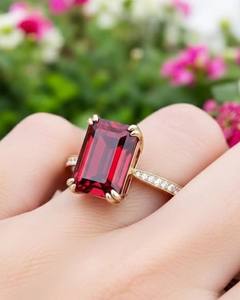 Bague en rubis de culture, argent sterling 925, pierre précieuse rouge pour femmes, accent blanc AD, vente en gros de bijoux, bague en rubis de culture - Product Image 4