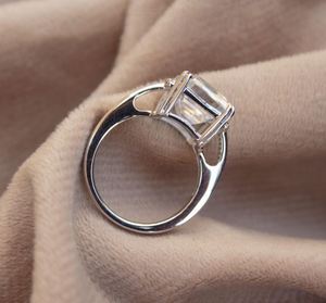 Romantic Unisex 925 Sterling <b>Silver</b> <b>Emerald</b> Carved Spike Moissanite Cluster <b>Ring</b> Rhodium Plated Statement Fine Jewelry for Gifts - Product Image 4