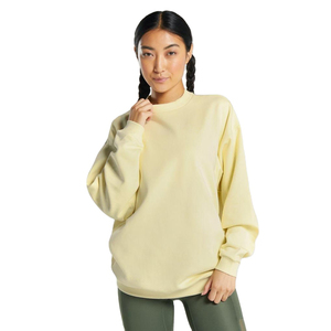 Sudaderas de peso pesado Cintura elástica Logotipo personalizado Sudaderas Oversize Cuello redondo Algodón fino Hecho Mujeres Sudaderas Casuales - Product Image 5