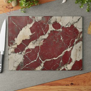 Planche à découper design en marbre antique pour ustensiles de cuisine Design rectangle haut de gamme Planche à découper de cuisine en marbre blanc et rouge - Product Image 1