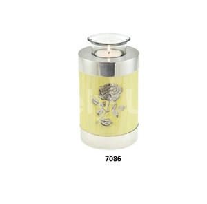 Urna para cenizas humanas Urna de cremación para adultos femeninos y masculinos para cenizas de adultos Urna de cenizas de aluminio con urna cruzada Blanco y oro rojo - Product Image 2