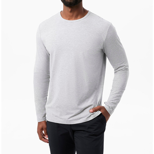 T-shirt à col rond unisexe en coton 100 à manches longues avec impression personnalisée, tissu respirant pour le sport ou le streetwear - Product Image 3