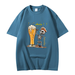 Men's Cotton Breathable Summer <b>T</b>-<b>Shirt</b> <b>Funny</b> Skull Character Pattern Short Sleeve Crew Neck Top for Casual & Parties Fun - Product Image 4