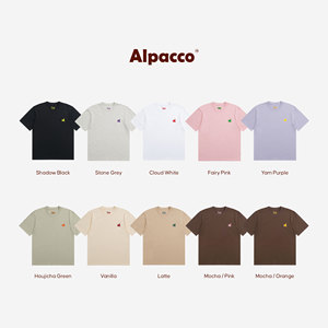 Alpacco เสื้อยืดลายกราฟิกสำหรับทั้งชายและหญิง, เสื้อยืดผ้าฝ้ายหนาใส่สบายใส่ได้ทั้งชายและ230gsm โลโก้ - Product Image 5
