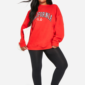 Sweat-shirt à col rond surdimensionné décontracté d'hiver de haute qualité personnalisé tissé double face avec broderie graphique pour femmes - Product Image 5