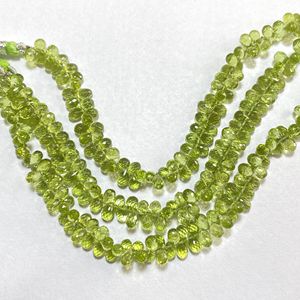 Perles Briolette en forme de goutte de poire à facettes en péridot naturel, pierre précieuse naturelle de bonne qualité pour bijoux - Product Image 4