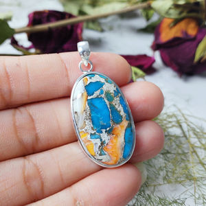 จี้อัญมณีทรงรีรูปหอยนางรมสเตอริ่ง925อัญมณีทรงรีแบบ PP-97แฮนด์เมดดีไซน์เนอร์งานทำมือ - Product Image 5