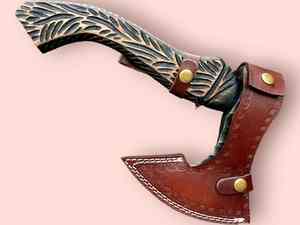 Hache Viking artisanale en acier à haute teneur en carbone, manche en bois de rose, étui en cuir, personnalisable, 1,5 kg, multi-usages - Product Image 2