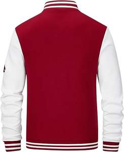 Chaqueta acolchada Softshell de invierno para hombre Mezcla de lana de estilo universitario con patrón de letras universitarias bordadas Posición del logotipo frontal - Product Image 2