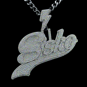 Hip Hop VVS Moissanite corte redondo diamante colgante oro blanco joyería colgantes encanto hombres 925 plata esterlina - Product Image 1