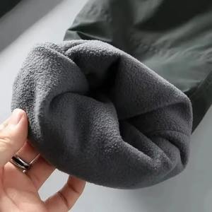 Nouveau pantalon de survêtement en molleton chaud d'hiver pour homme, décontracté, taille élastique, respirant, épais, rembourré thermiquement, noir, imperméable - Product Image 5
