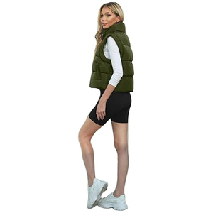 Chaleco acolchado para mujer, chaqueta sin mangas corta con cremallera y cuello levantado, diseño único, chaleco con capucha caliente de primavera, moda para mujer - Product Image 6