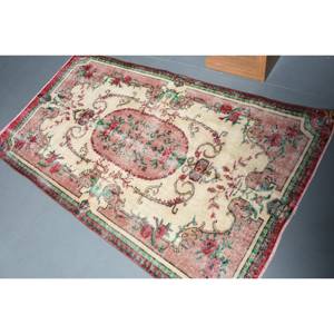 Tapis Kilim Oriental Beige Rouge Laine 3.6 X 6.5ft Turc Grande Surface Rectangle Tapis Latex 10mm Patchwork pour Couloir Chambre Décor - Product Image 4