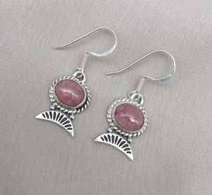 Pendientes colgantes de rodocrosita en plata de ley 925, joyería bohemia curativa, minimalista, hecha a mano para mujeres, joyería artesanal. - Product Image 4