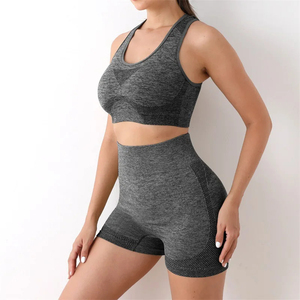 Conjunto Deportivo de 2 Piezas para Mujer, Diseño Personalizado OEM, Sin Costuras, Bloques de Color, Sujetador Deportivo Acolchado y Pantalones de Yoga - Product Image 6