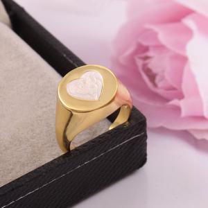 Bague signet en argent sterling 925 plaqué or rose, style bohème, émaillée en forme de cœur, réglable, pour fête, mariage - Product Image 3