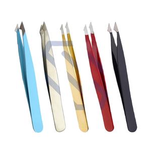 Pinzas para cejas con punta inclinada de acero inoxidable, instrumentos de manicura para el cuidado de la belleza del cabello - Product Image 1