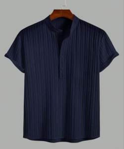 Camisetas informales con cuello en V para hombre, tela tejida de diseño sólido, 200 gramos de peso - Product Image 5