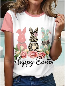 Verano Pascua mujeres divertido conejo 3D estampado camisetas Streetwear Casual moda manga corta Camiseta cuello redondo camisetas Tops ropa - Product Image 6