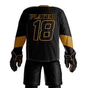 Conjuntos de uniformes de hockey sobre hielo de calidad superior para hombres adultos 100% poliéster transpirable de secado rápido con nombre de equipo personalizado y marca - Product Image 5