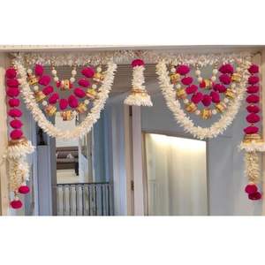 Travail de miroir Bandanwar traditionnel brodé Toran perles élégantes cloches décor de porte festive décor mural de Style traditionnel indien - Product Image 6