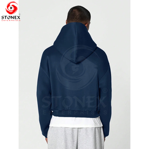 Sweat à capuche zippé évasé en coton pour homme, personnalisé avec logo, couleur unie, séchage rapide, style court et ample, en polaire épaisse, pour l'hiver, taille XS, vente en gros - Product Image 2