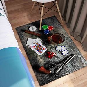 Alfombra Impresa: Diseño de Póker de Casino, Alfombra Moderna Personalizada para Decoración de Salón, con Pelo Suave - Product Image 5
