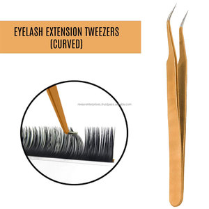 Pince à épiler en acier inoxydable à pointe inclinée, design personnalisé, fournitures de beauté, marque privée, pince à épiler pour extensions de cils volume - Product Image 2