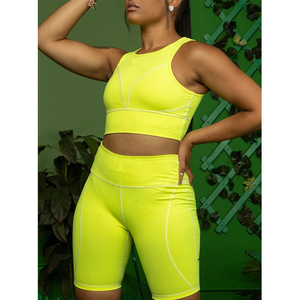 <b>Top</b> Trend Women's Summer 2-Piece Set High Quality Casual Solid Color Block <b>Short</b> <b>Sleeve</b> Breathable <b>Knitting</b> Comfortable <b>Short</b> - Product Image 5