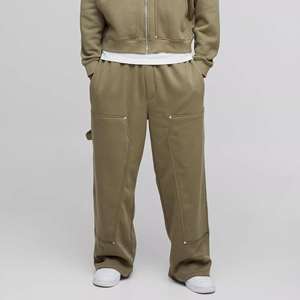 Wholesale Custom <b>Men's</b> Winter Fleece Breathable Oversized Boxy <b>Tracksuit</b> <b>Khaki</b> Carpenter Zip-Up Hoodie Polyester/Cotton 345g - Product Image 4