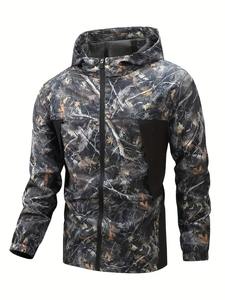 Sudadera con capucha y cremallera de camuflaje personalizada para hombre, nueva moda informal, ropa de gimnasio de invierno con rayas laterales, patrón sólido, cuello con capucha - Product Image 2