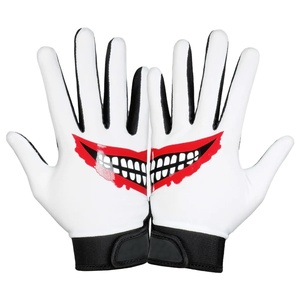 Smile White Sticky Custom Design Grip Football Receiver Gloves Adult Kids Outdoor American Football Gloves Supplier - Product Image 1