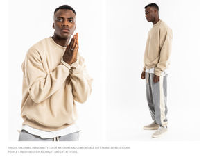 Sweat-shirt d'hiver pour homme en molleton français 100% coton lourd - Haute qualité, vierge, personnalisable, imperméable et respirant - Product Image 3