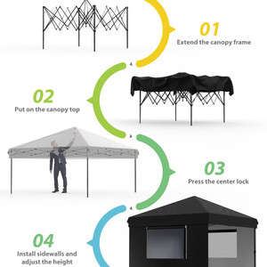 เต็นท์พับได้ขนาด 10' x 10' สำหรับใช้งานเชิงพาณิชย์ ทำจากโพลีเอสเตอร์ พร้อมคุณสมบัติถอดประกอบได้ 3 ชิ้น สำหรับใช้งานกลางแจ้ง - Product Image 3