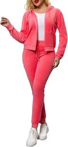 Conjunto Deportivo de 2 Piezas de Terciopelo para Mujer, Chaqueta con Capucha y Cremallera, Pantalones Ajustados, Ropa Deportiva para Club - Product Image 6