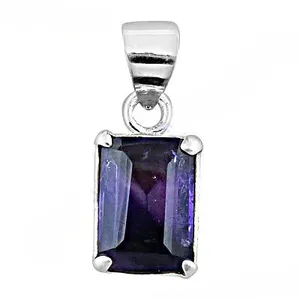 Art Palace - Colgante Minimalista de Plata de Ley 925 con Iolita Morada Intensa para Mujer, Chapado en Plata, Hipoalergénico, con Piedras Preciosas - Product Image 1