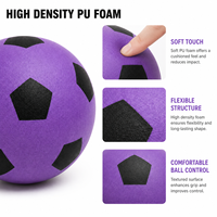 Ballon de football silencieux en mousse PU, taille 5, surface rainurée, toucher doux, faible bruit, logo personnalisé, emballage couleur, directement de l'usine