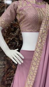 Georgette งานลำดับหนัก Chine lehengas กับทำงาน dupatta สวมใส่ล่าสุด - Product Image 5